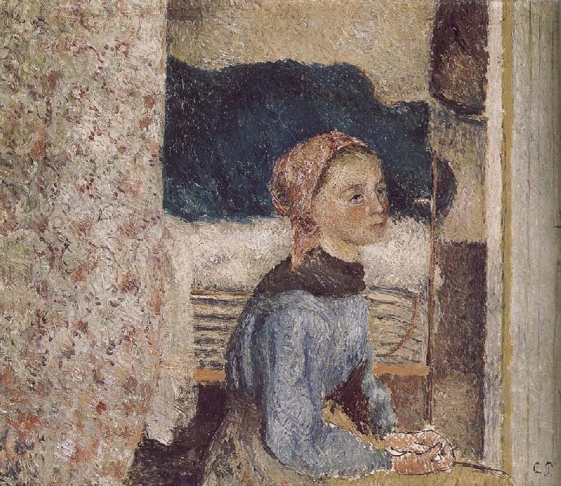 Camille Pissarro farm girl Norge oil painting art